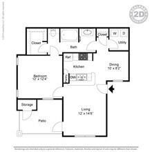 1 Bedroom - A3 1925 floor plan